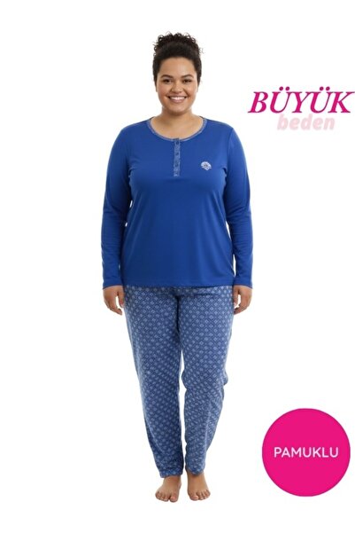 bie's Blue Women's Ethnic Pattern 3 Button Cotton Lycra Transitional Long Sle...