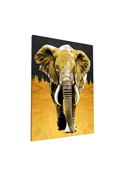 PozaTablou Pictură pe pânză: Elefant auriu pe fundal contrastant 80x110 cm