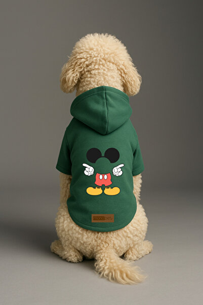 Monopetz Printed Dog and Cat Clothing & Dress with Fleece Inside - Green Colo...