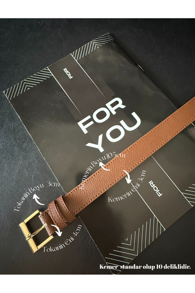 Fiori Square Gold Buckle Women's Trouser Belt, Coat Belt, Shirt Belt, Dress Belt