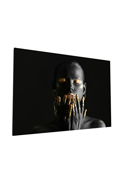 PozaTablou Lucrare pe pânză: Portret artistic cu accente aurii (40x30 cm)