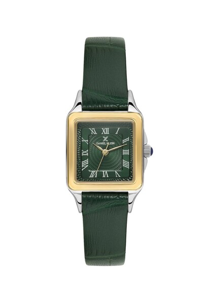 Daniel Klein DKE.1.10815-4 Deri Kordon Kare Kadran 3 Atm Suya Dayanıklı Yeşil Renk Kadın Kol Saati