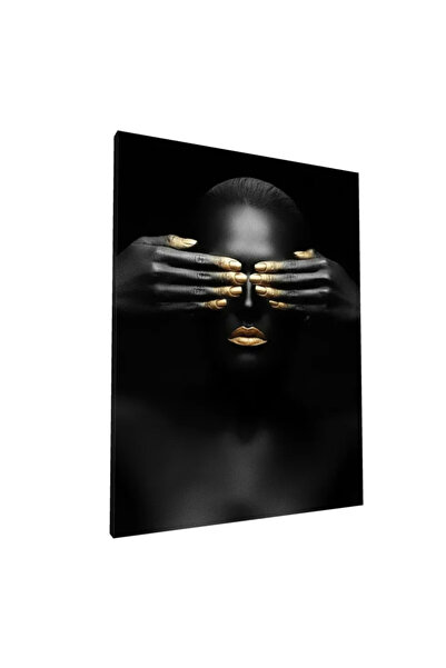 PozaTablou Pictură pe pânză: Portret cu accente aurii și negru intens 40x60 cm