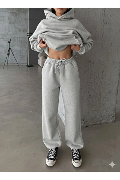 Wear Up 3 Thread Fleece-Lined Rubber Leg Sweatpants Gray P510439