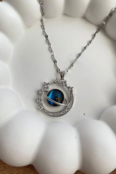 Karakedi قلادة كوكب ستار ستون باللون الأزرق الداكن