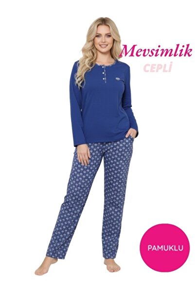 bie's Blue Women's Ethnic Pattern 3 Button Cotton Lycra Transitional Long Sle...