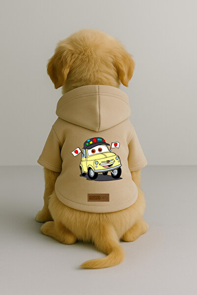 Monopetz Printed Dog and Cat Clothing & Dress with Fleece Inside - Beige Colo...