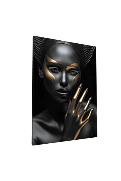 PozaTablou Pictură pe pânză: Portret artistic cu accente aurii 70x100 cm