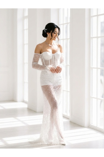 VELİSİA badili minişortlu transparan seksi abiye elbise after nikah gelinlik ...