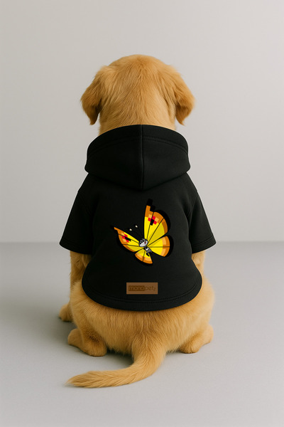 Monopetz Printed Dog and Cat Clothing & Dress with Fleece Inside - Black Colo...