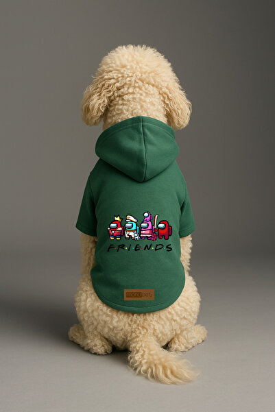 Monopetz ملابس وثوب للكلاب والقطط مع بطانة من الصوف مطبوع - لون أخضر K بغطاء ...