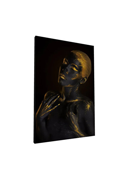 PozaTablou Pictură pe pânză: Portret artistic în tonuri de negru și auriu 70x...