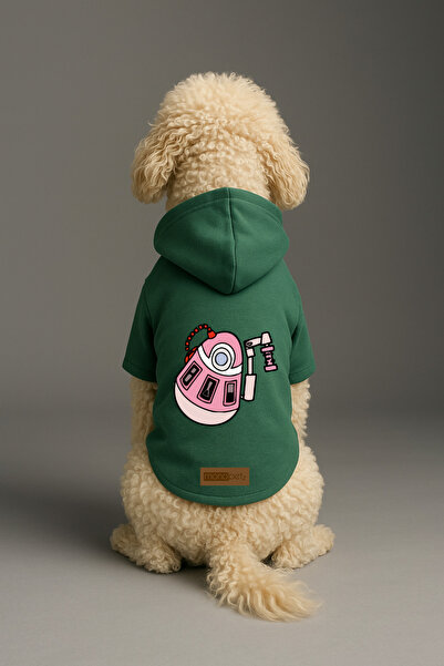 Monopetz Printed Dog and Cat Clothing & Dress with Fleece Inside - Green Colo...