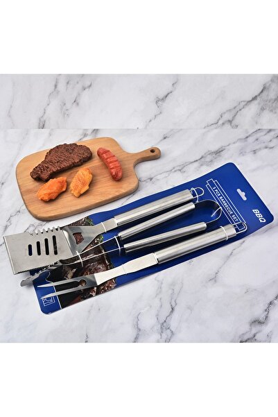 OEM Set of 3 grill utensils, stainless steel, tongs + spatula + fork, 48 cm, ...