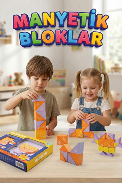 craftivio Manyetik Bloklar 26 Parça 3D Puzzle Eğitici Zeka Oyunu - Mıknatıslı...