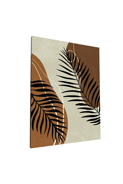 PozaTablou Imprimeu pe pânză: Frunze tropicale pe fundal ocru (70x90 cm)