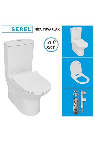 Eca Serel Nita Yuvarlak Duvara Sıfır Klozet + Rezervuar + İç Takım + Blaze Slim Yavaş Kapanan Kapak 4'lü