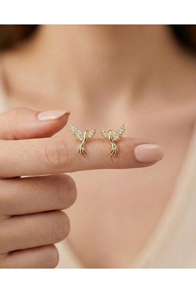 İNDİGO TAKI Anka Kuşu 14 Ayar Altın Küpe