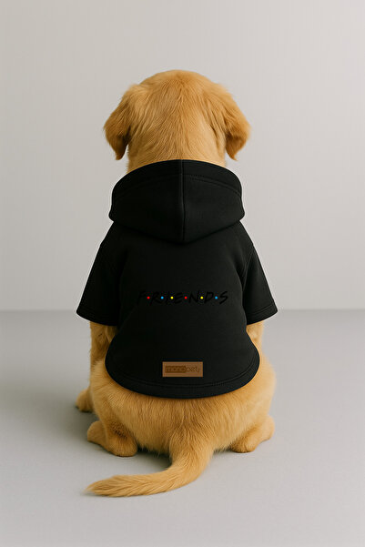 Monopetz Baskılı İçi Polarlı Köpek ve Kedi Kıyafeti & Elbisesi - Siyah Renk K...