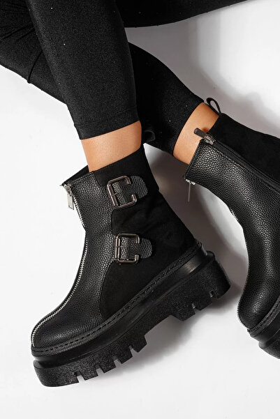 Zaira Women's black fur boots made of eco-leather Eniko #23171 - 40