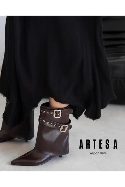 Zuum Cizme cu toc pentru femei Artesa cu accesorii pentru curea - maro rustic