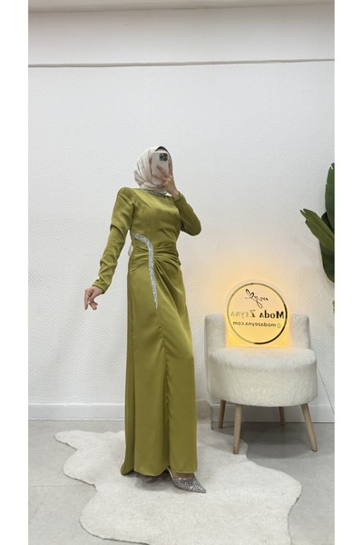 moda zeynaa Hüma Saten Tesettür Kadın Abiye