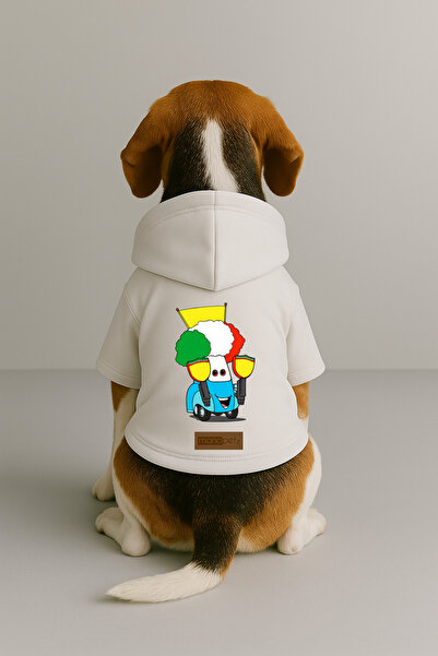 Monopetz Printed Dog and Cat Clothing & Dress with Fleece Inside - White Colo...