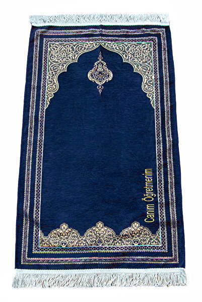 ihvan online Özel Gün Hediyesi Nakış İşlemeli İsimli Şönil Seccade Lacivert