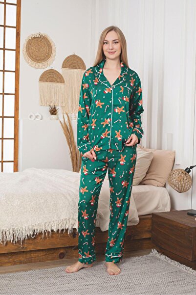 moda paketi Γυναικείο Σετ Πιτζάμες Πρωτοχρονιάτικο Σχέδιο Πράσινο – Άνετο ΣΑΤ...