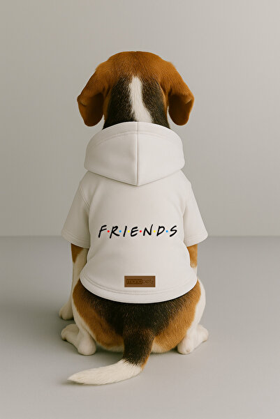 Monopetz Baskılı İçi Polarlı Köpek ve Kedi Kıyafeti & Elbisesi - Beyaz Renk Kapüşonlu Hoodie B1F28