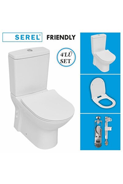 Eca Serel Friendly Duvara Sıfır Klozet + Rezervuar + İç Takım + Blaze Slim Yavaş Kapanan Kapak 4'lü Set