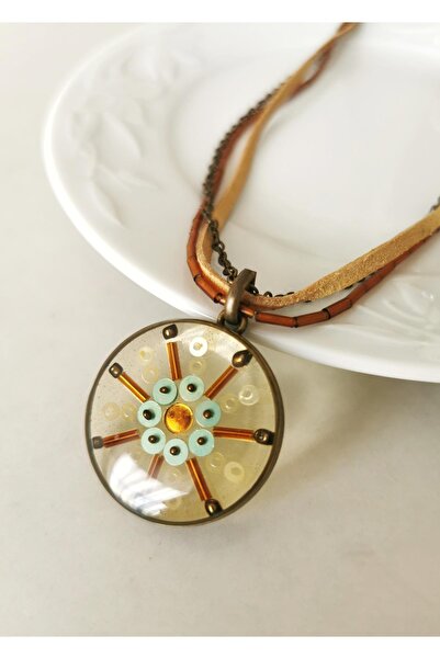 Halley Concept قلادة إيبوكسي بتصميم خاص بنمط ماندالا