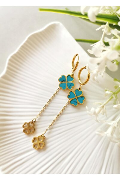 Halley Concept أقراط البرسيم من الفولاذ المقاوم للصدأ للنساء