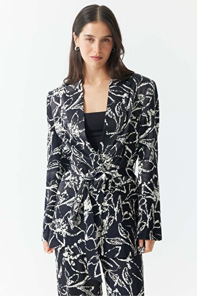 PAULMARK Women's Patterned Belt Detailed Jacket