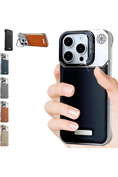 Generic Geupday Ultra-Thin Leather Frameless Phone Case with Stand & Magnetic Function (Black, 14 Plus)