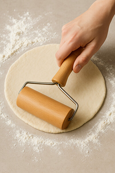 ARVALE Bambu Ahşap Saplı Rulo Hamur Açıcı Merdane Pürüzsüz Oklava Pizza Börek Açma Silindir