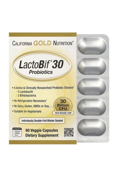 California Gold Nutrition Lactobif 30 Probiotics 30 Billion CFU 60 Kapsül usa