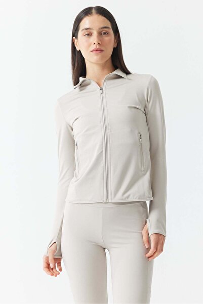 PAULMARK Women's Gloves Detailed Zippered Thin Sweat Coat