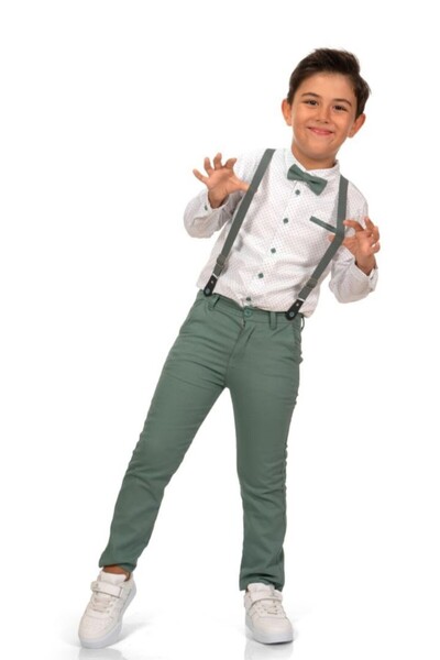 renkli diyar Boys' Suit Shirt Pants Shirt Suspenders Bow Tie Wedding Holiday