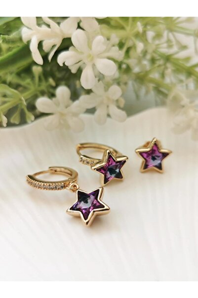 Halley Concept Vip Zircon Stone Star 3-Piece Earring Set