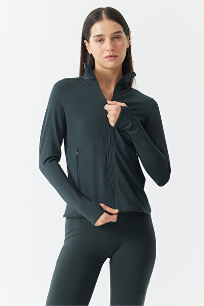 PAULMARK Women's Gloves Detailed Zippered Thin Sweat Coat