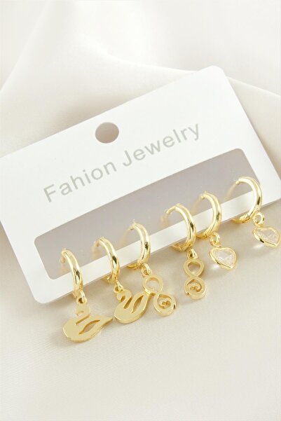 makay 6 قطع من أقراط على شكل قلب من حجر اللؤلؤ الأبيض