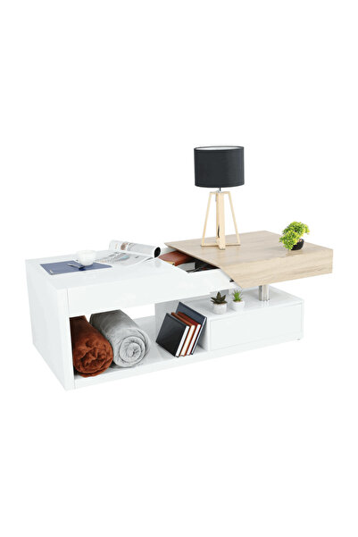 DacEnergy Coffee table, high gloss white HG/sonoma oak, MELIDA