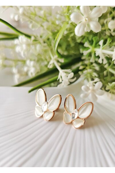 Halley Concept الفولاذ المقاوم للصدأ بيرليسسينت أقراط الفراشة النسائية