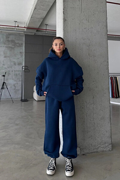 BARLİZ Γυναικείο σετ φόρμας jogger χωρίς στάμπα, με 3 κλωστές, χειμερινό, με ...