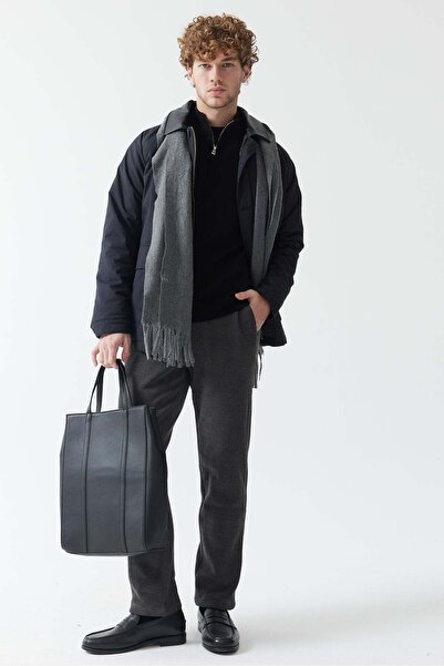 PAULMARK Men's Leather Coat with Collar M2505