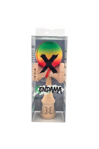 Flippy Kendama X Professional Big Cups V2 Rubber Grip, Metal Bearing, 55 cm String (Green/Y