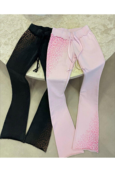 Touz Moda Leopard Design Flared Leggings Sweatpants