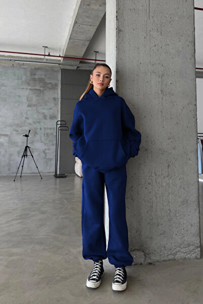 BARLİZ Γυναικείο σετ φόρμας jogger χωρίς στάμπα, με 3 κλωστές, χειμερινό, με ...