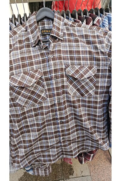 BİGAMTEKSTİL Erkek Çift Cepli Yakası Düğmeli Büyük Beden Oduncu Kışlık Gömlek